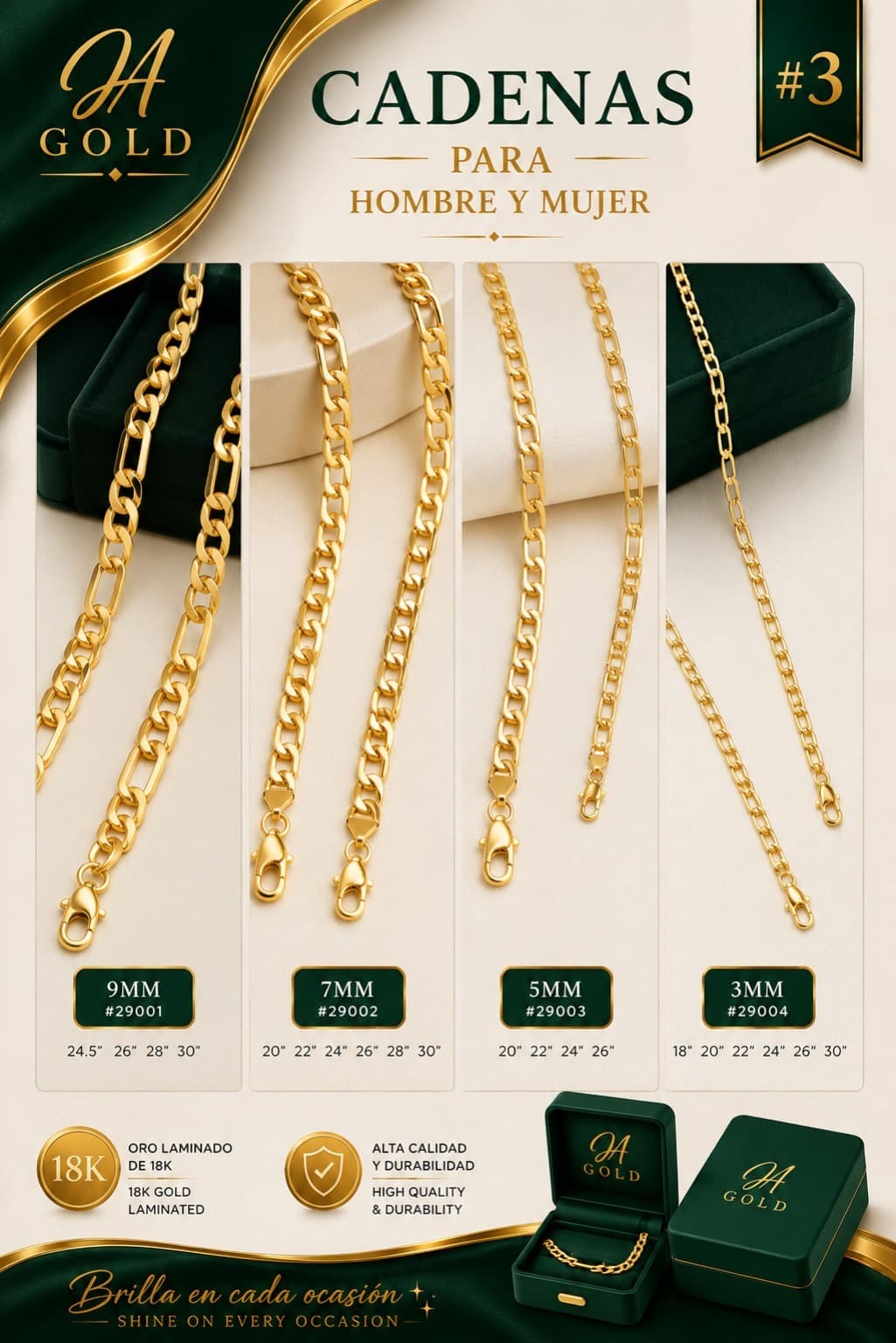 Cadenas JA GOLD