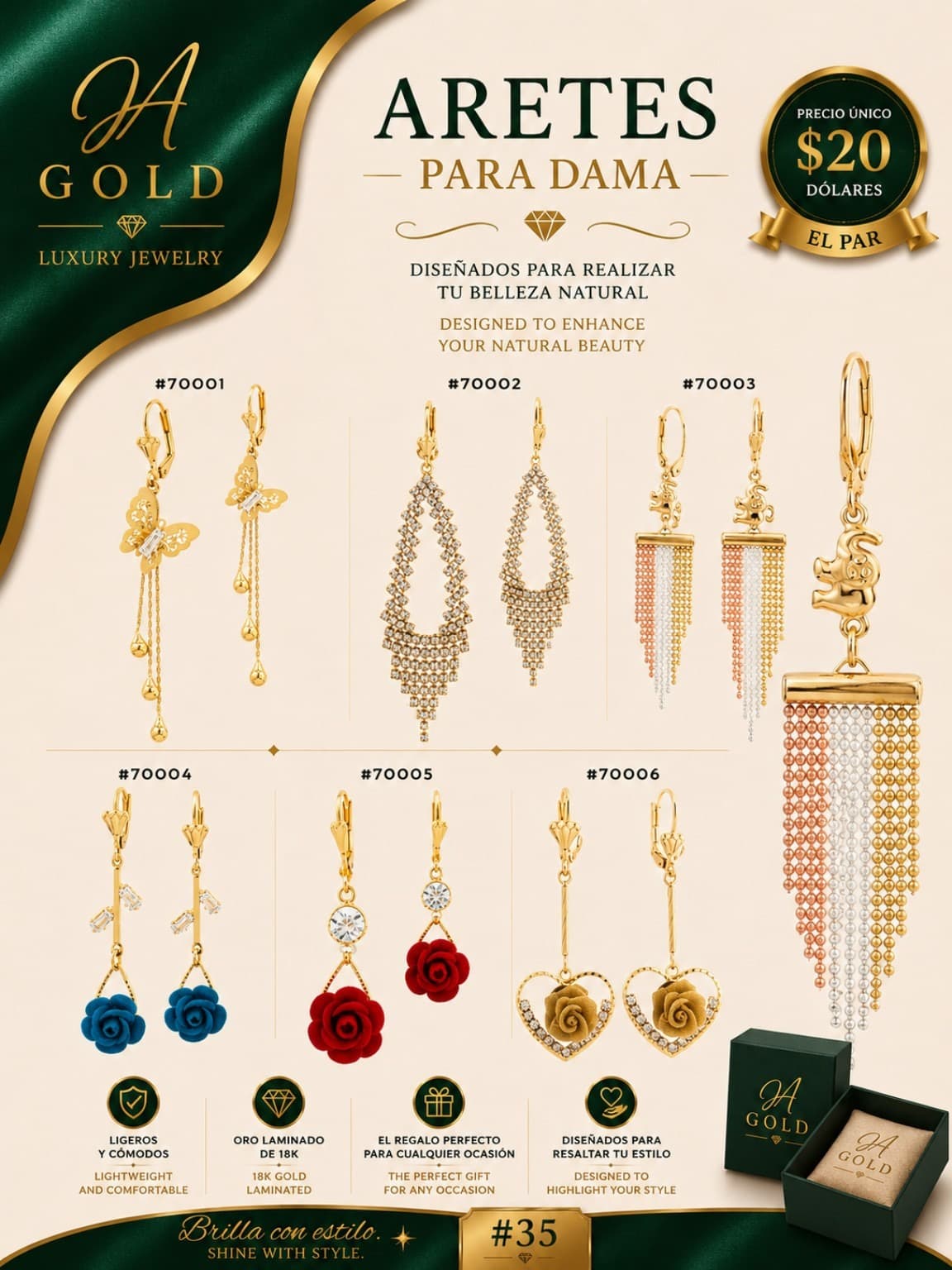 Aretes JA GOLD